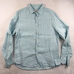 Mudo Collection Shirt Mens 3 Medium Long Sleeve Casual Button Up 100% Linen Cool